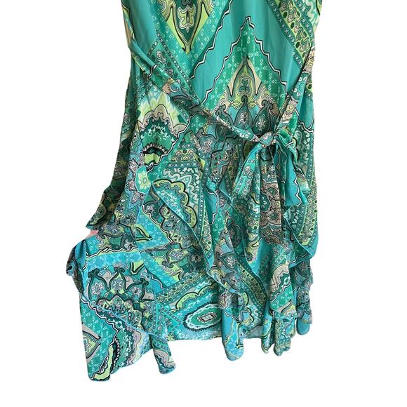 Robbie Bee Y2K Bandana Handkerchief Aqua Teal Blue Sleeveless Midi Dress | 10 - Picture 3 of 6